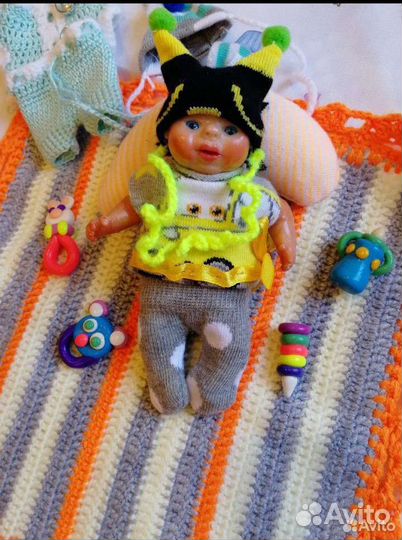 Пупс) мини реборн 14 см с одеждой