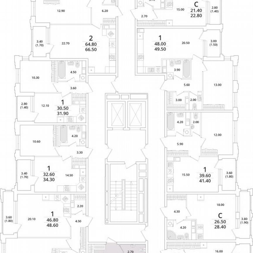 2-к. квартира, 68,7 м², 5/13 эт.