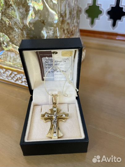 Крест православ. золотой с бриллиантами Per Sempre