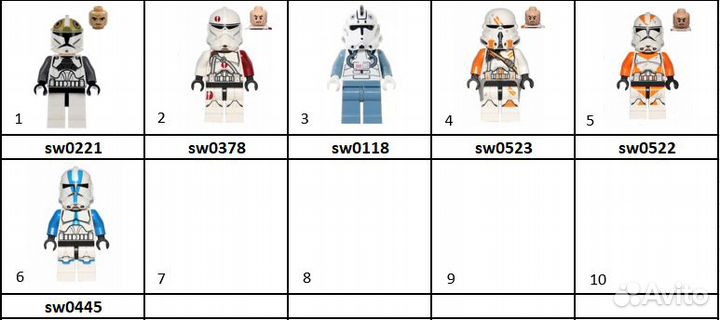 Lego star wars минифигурки