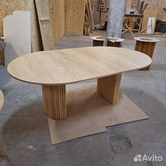 Стол обеденный раскладной деревянный с рейками