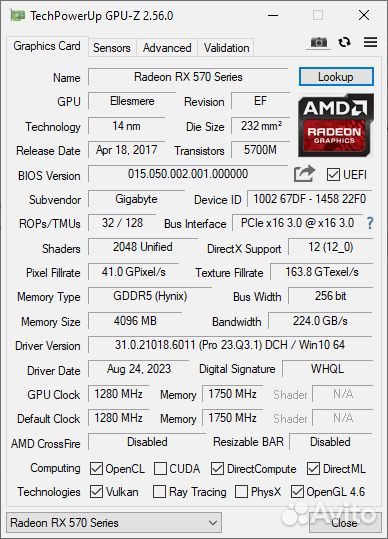 Gigabyte aorus Radeon RX570