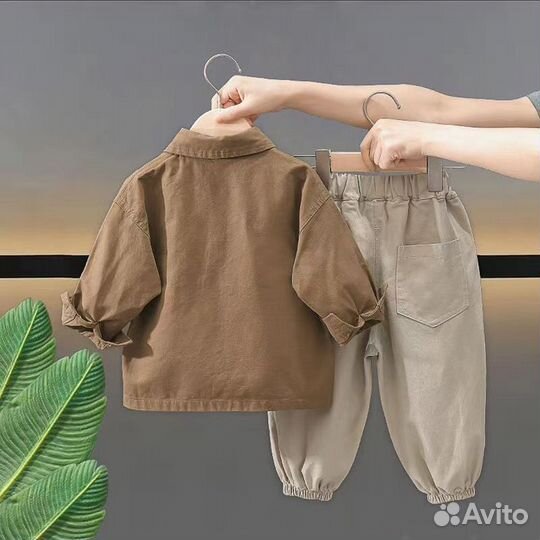 Комплект на 5-6 лет(рубашка,джогеры,лонг)