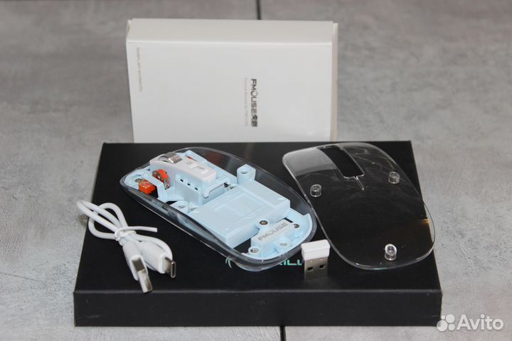 Мышь беспроводная, бесшумная, прозрачная