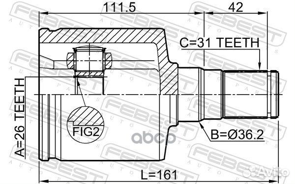 ШРУС внутренний левый 26х36.2х31 ford mondeo CA