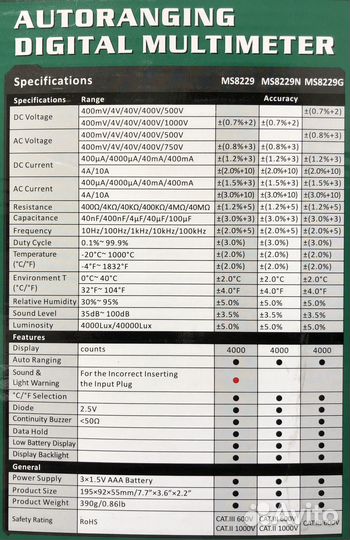 Мультиметр Mastech ms8229