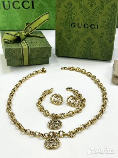 Комплект gucci серьги колье браслет