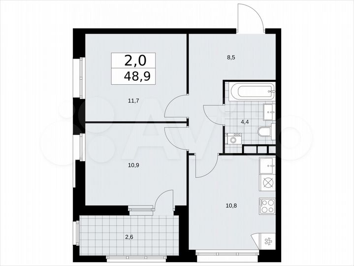 2-к. квартира, 48,9 м², 10/24 эт.