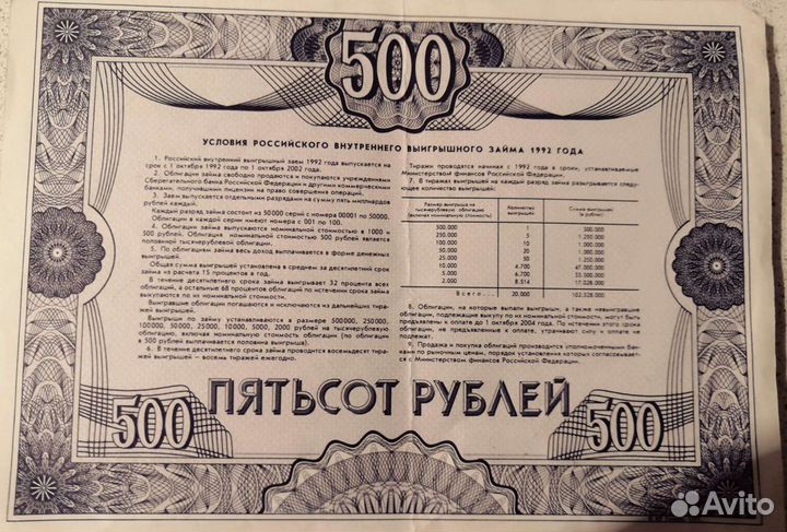 Облигации 1992г