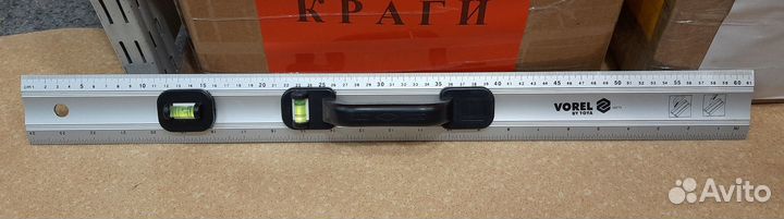 Линейка vorel 600 мм, 2 глазка, алюминиевая