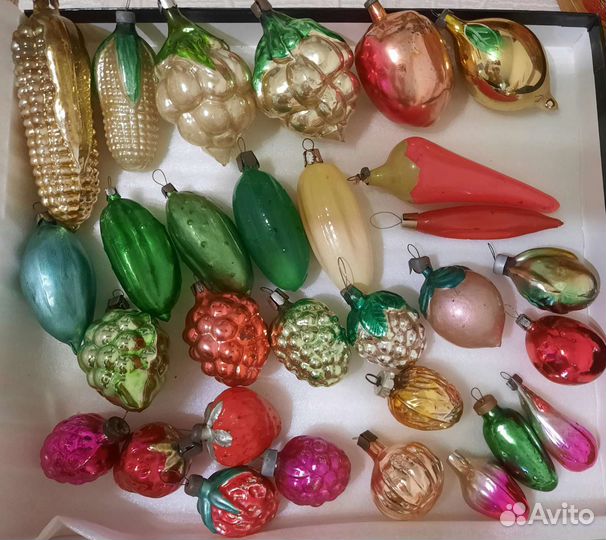 Елочные игрушки СССР. Овощи и фрукты