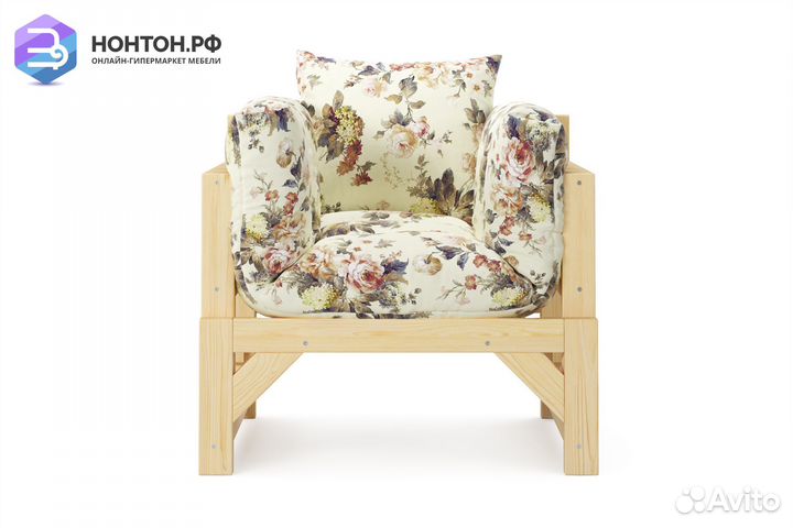 Кресло Амбер желтое с цветами