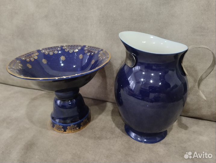 Посуда, хрусталь, стекло, синяя посуда