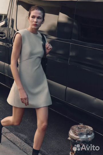 Zara оригинал блестящие мини платье с плечеками