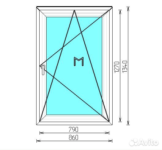 Пластиковое окно пвх 860 х 1340 одностворчатое