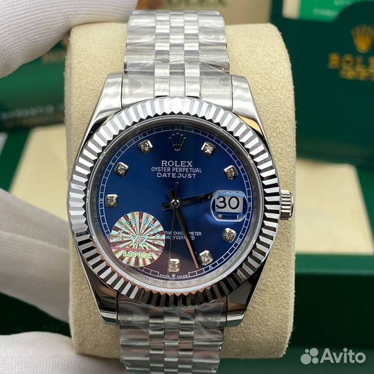 Мужские часы Rolex Oyster DateJust синие