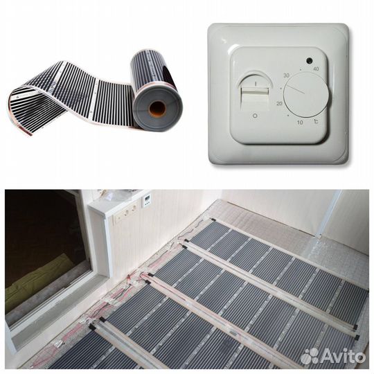 Пленочный теплый пол 4мкв и механический регулятор