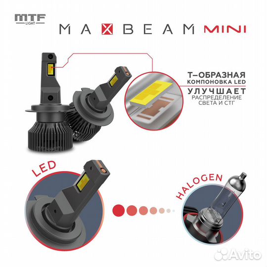 Светодиодные лампы MTF H4 / H19 MaxBeam mini