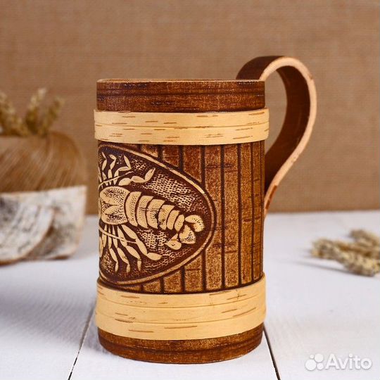 Кружка 'Рак', 500 мл, береста