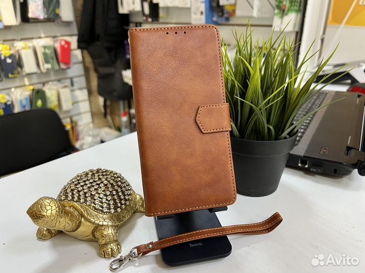 Чехол книжка Realme C33 премиум коричневый