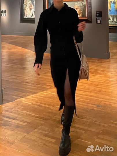 Черное платье миди zara