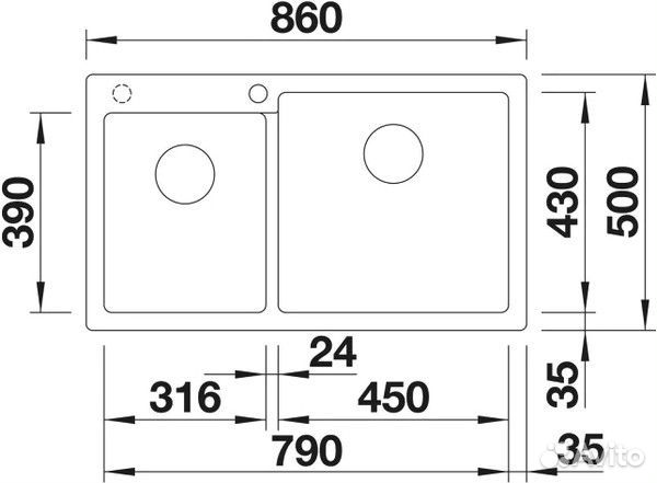 Кухонная мойка Blanco Pleon 9 Белый (Чаша справа)