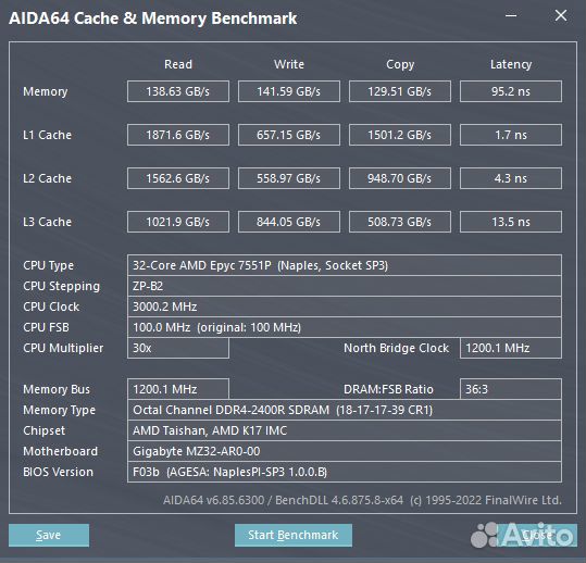 Рабочая станция AMD Epyc 7551p + Gigabyte MZ32-AR0