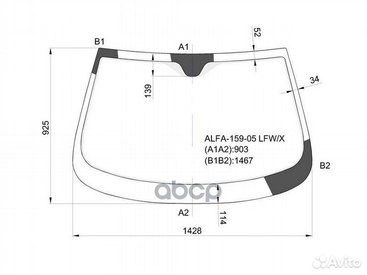 Стекло лобовое alfa romeo 159 4/5D 05-11 alfa-1
