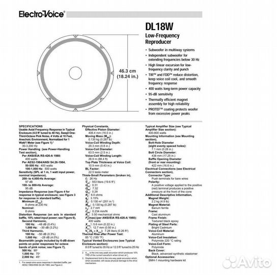 Динамики Electro voice 18 дюймов
