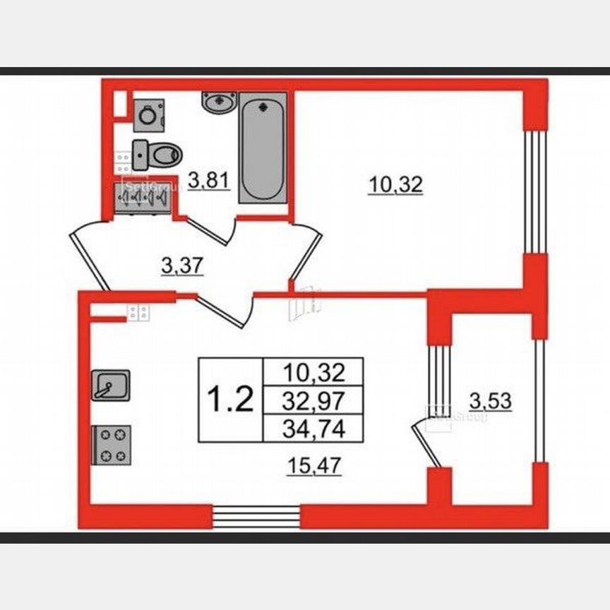 1-к. квартира, 33 м², 3/4 эт.