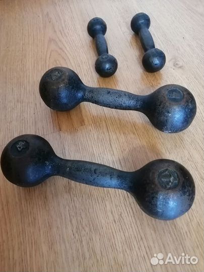 Гантели литые чугунные 4кг-2шт, 1кг-2шт