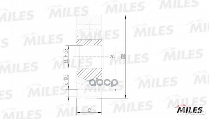 ШРУС VW T4 1.9D-2.8 90-03 внутр. ga10036 Miles