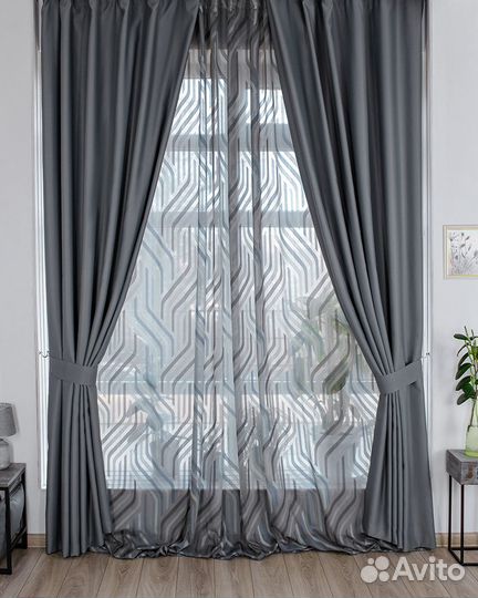 Шторы блэкаут амадео серый новые пошив
