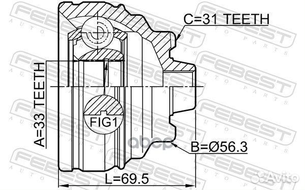 Шрус наружный 33X56.3X31 1910F30 Febest