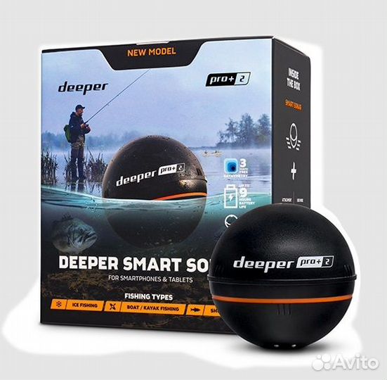 Беспроводной эхолот deeper sonar PRO+2 WI-FI, GPS