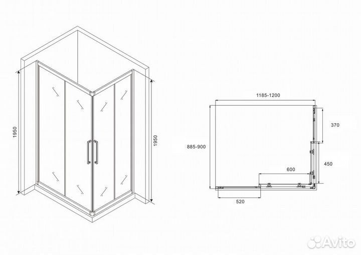 Душевое ограждение Abber Schwarzer Diamant AG02129