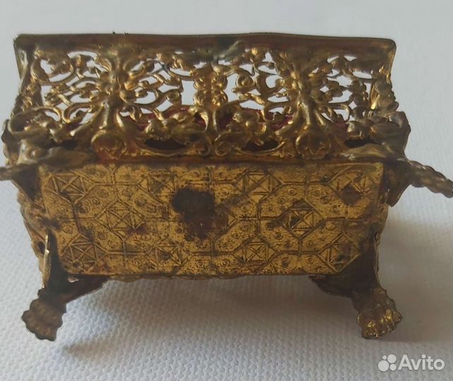 Шкатулка старинная с фацетным стеклом