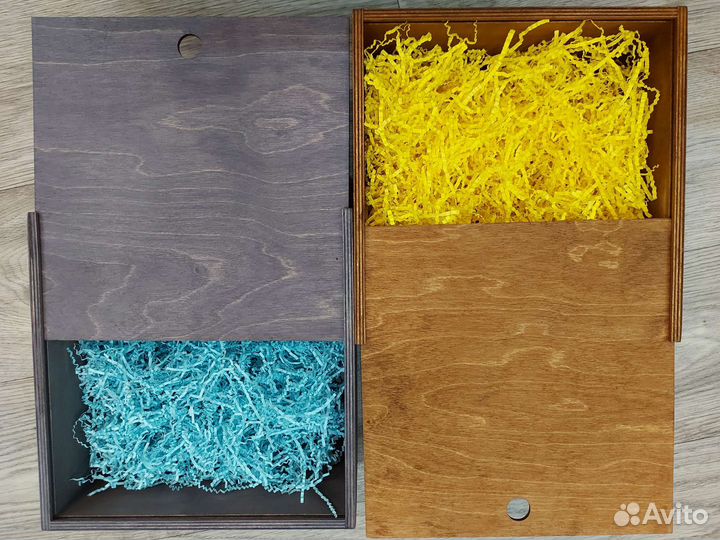 Деревянный подарочный бокс с наполнителем