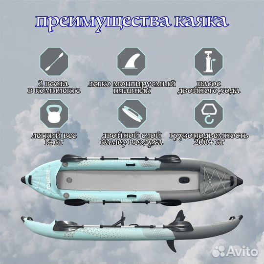 Надувной двухместный каяк байдарка tourus Kayak-2