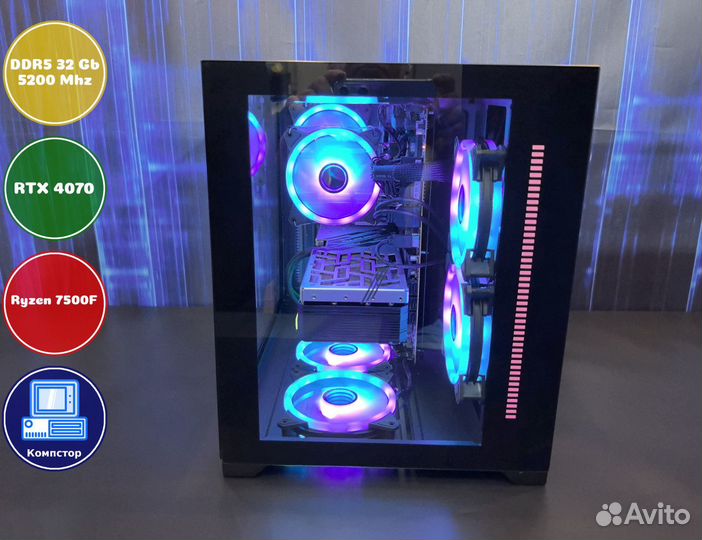 Мощный компьютер AMD7500F-RTX4070-32DDR5-HGP57-A620