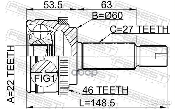 2210-cera46 шрус наружный к-кт 22x60x27 Hyunda
