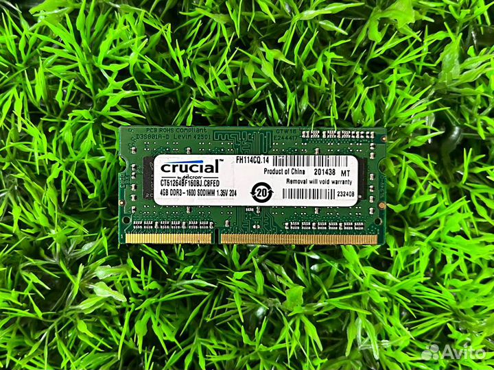 Оперативная пaмять Crucial DDR3L SO-dimm 4Gb 1600