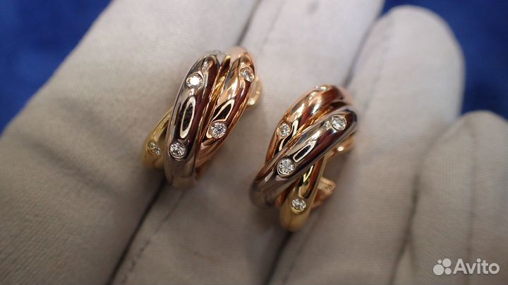 Золотые серьги Cartier Trinity