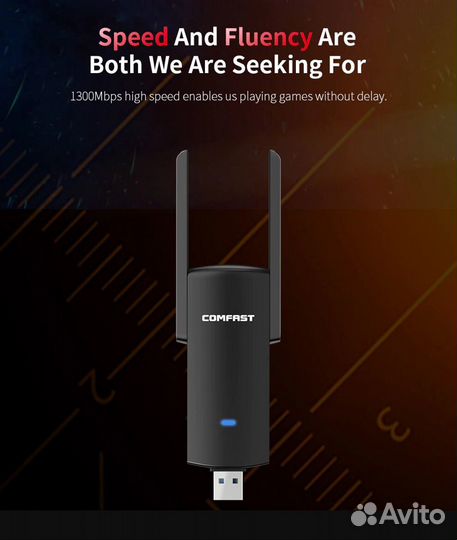 Wi Fi адаптер Comfast RTL8812BU 1300 Мбит/с USB3.0