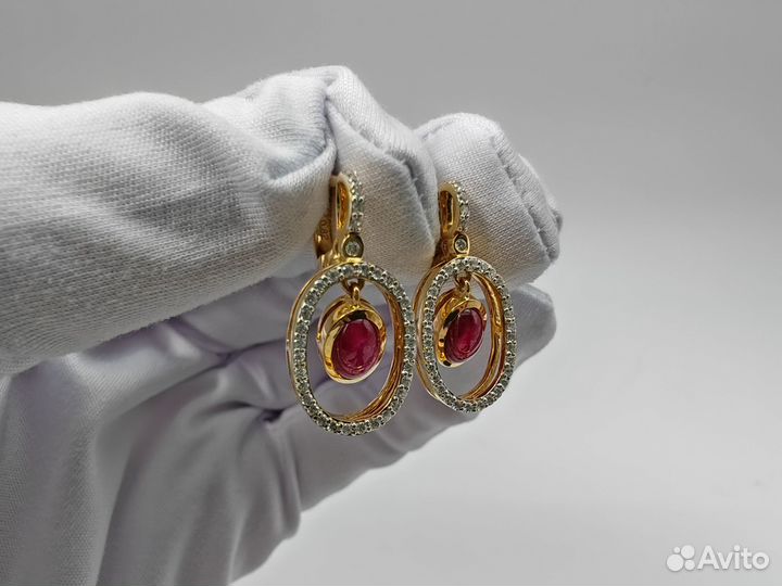 Золотые Серьги 585 пробы с бриллиантами. Рассрочка