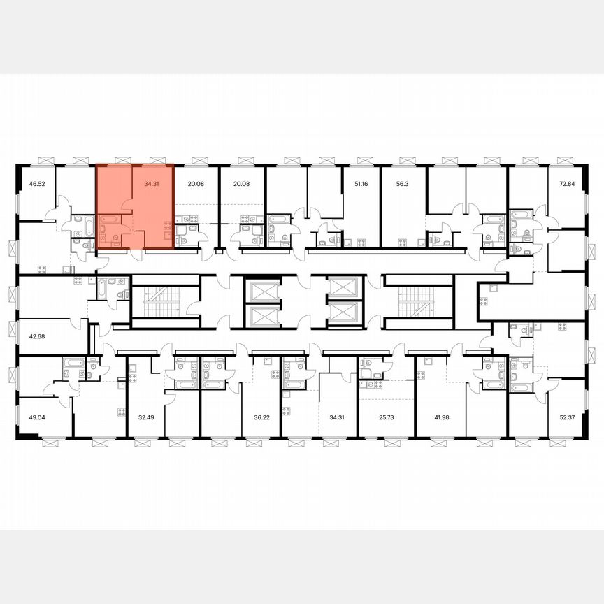 1-к. квартира, 34,3 м², 23/33 эт.