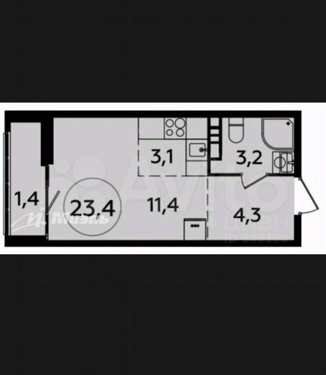 Квартира-студия, 23,4 м², 8/21 эт.
