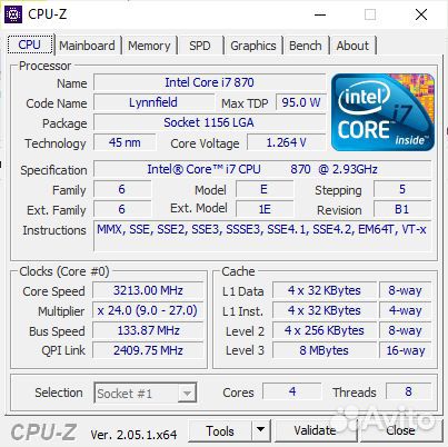 Процессор Intel Core i7 870