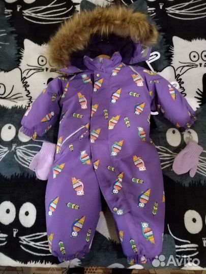 Зимний комбинезон для девочки 80см