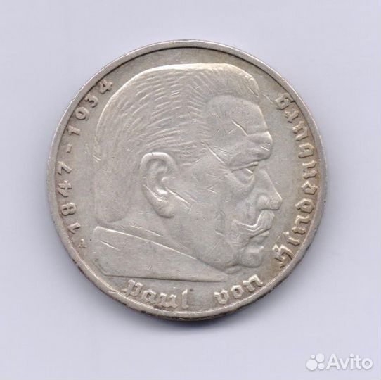 5 рейхсмарок 1938 А Германия Серебро